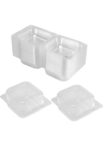 100PCS Tek Tek Bireysel Kek Dilim Kutuları Tatlı Kaplar Cheesecake Kutuları Istiflenebilir Kare Kutular Temiz Gıda Kutuları (Yurt Dışından) fırsatları