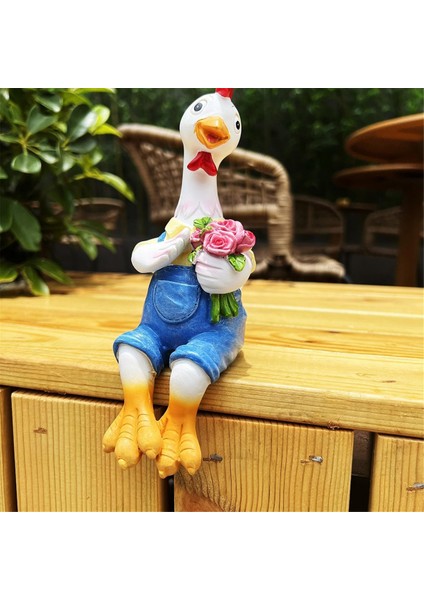 Çift Ördek Bahçe Heykelleri Karikatür Reçinesi Sevimli Oturan Tavuk Heykel Kaz Sevenler Heykelcik Hediye Dekorasyonu Ev A (Yurt Dışından) modelleri