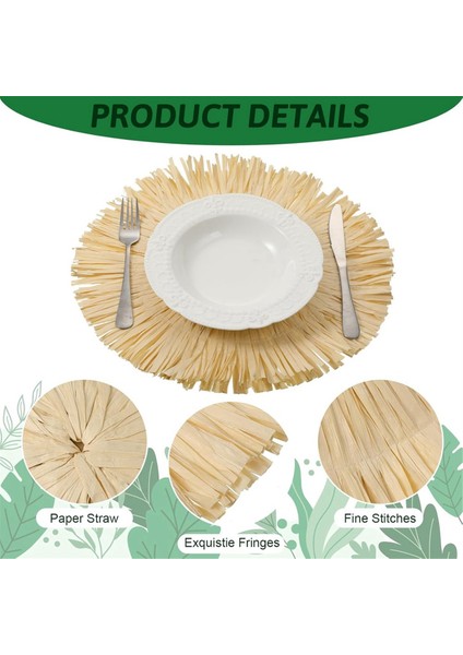 24 Paket Luau Placemats ve Palmiye Placemat, Yuvarlak Luau Saçak Yer Paspaslar Tropikal Palmiye Yaprağı Yer Paspaslar Yaz Hawaiian (Yurt Dışından) fiyatları