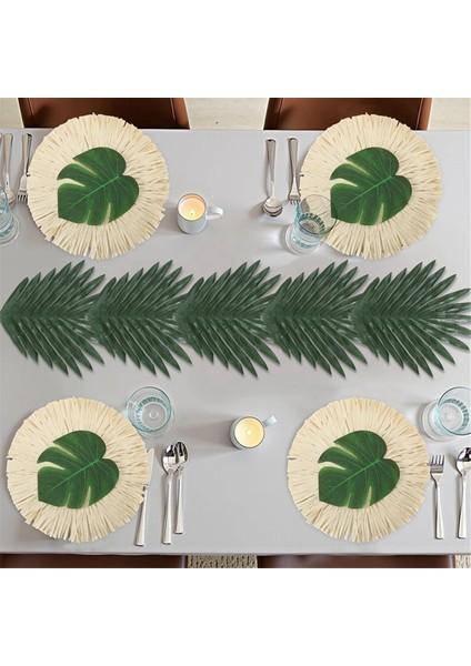 24 Paket Luau Placemats ve Palmiye Placemat, Yuvarlak Luau Saçak Yer Paspaslar Tropikal Palmiye Yaprağı Yer Paspaslar Yaz Hawaiian (Yurt Dışından) fırsatları