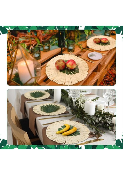 24 Paket Luau Placemats ve Palmiye Placemat, Yuvarlak Luau Saçak Yer Paspaslar Tropikal Palmiye Yaprağı Yer Paspaslar Yaz Hawaiian (Yurt Dışından) indirimleri