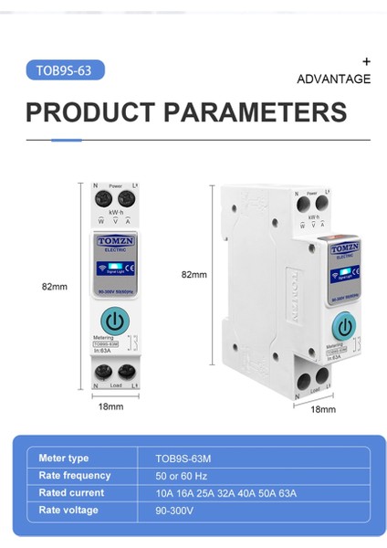 Tomzn TOB9S-63M Tuya Smartlıfe 1p+N Wifi Akıllı Anahtar Ölçer Kwh Ölçüm Izleme Devre Kesici Zamanlayıcı Rölesi Mcb (Yurt Dışından) modelleri