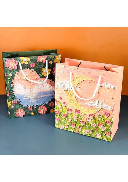 Yağlı Boya Çocuk Hediye Çantası Hediye Kutusu Çanta Kağıt Torba Taşınabilir Doğum Günü Hediye Çantası Hediyelik Eşya, Mor (Yurt Dışından) fiyatları