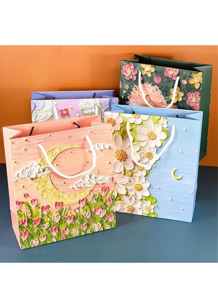 Yağlı Boya Çocuk Hediye Çantası Hediye Kutusu Çanta Kağıt Torba Taşınabilir Doğum Günü Hediye Çantası Hediyelik Eşya, Mor (Yurt Dışından) modelleri