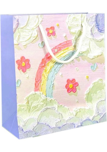 Yağlı Boya Çocuk Hediye Çantası Hediye Kutusu Çanta Kağıt Torba Taşınabilir Doğum Günü Hediye Çantası Hediyelik Eşya, Mor (Yurt Dışından) indirimleri