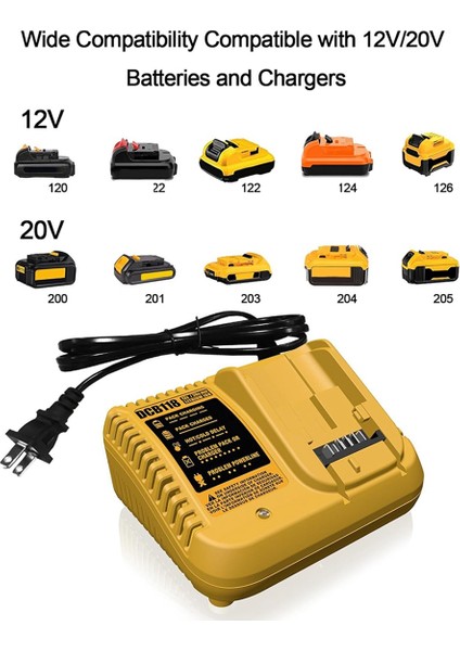 Dewalt DCB118 Için 12V-20V Aracı Pil Şarj Cihazı DCB112 Dewalt Lityum Pil Şarjı Için Uygun (Yurt Dışından) modelleri