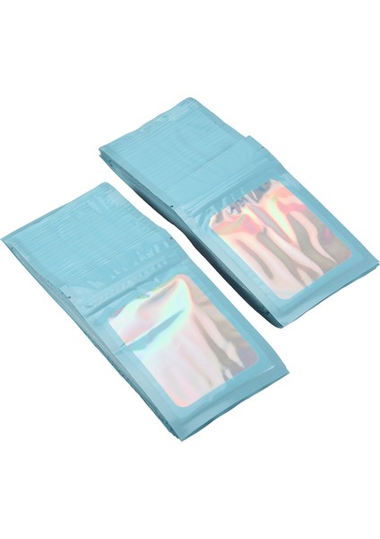 100PCS Yeniden Kapatılabilir Holografik Çantalar, Gıda Depolama Partisi Için Net Pencere ile Kokusu Geçirmez Mylar Kese (Yurt Dışından)