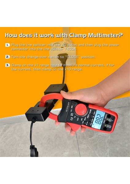7400A Kelepçe Ampermetre Veya Multimetre Için Çizgi Ayırıcı, Widedemand Abd Fişinde Tek Bir Kablonun Akım Değeri (Yurt Dışından) modelleri