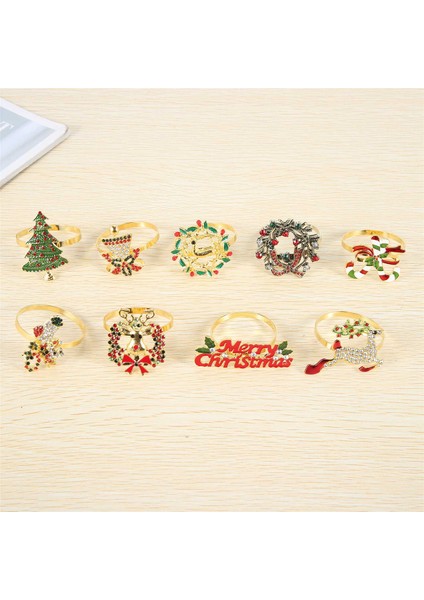 9 Adet Noel Peçete Yüzükleri Set Metal Noel Peçete Tutucu Noel Ağacı Peçete Yüzük Dekor (Yurt Dışından) fırsatları