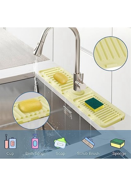 Mutfak Lavabosu Sıçrama Muhafız, Silikon Musluk-Mat, Musluk Kolu Damla Avcı Tepsisi, Mutfak Lavabo Paspasları, Lavabo Sünger Tutucu (Yurt Dışından) indirimleri