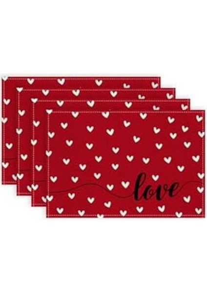 Sevgililer Günü Placemats, Kalp Mevsimlik Çiftlik Çuval Örtüsü Kırmızı Kapalı Mutfak Masası Mat Matları Ev Partileri, 4 Pcs (Yurt Dışından)