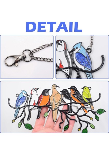 7 Kuşlar Dekoratif Kolye Vitray Pencere Asma Sanat Süsleri Kuş Boyama Iki - Metal Taraflı Güneş Yakalayıcılar (Yurt Dışından) fiyatları