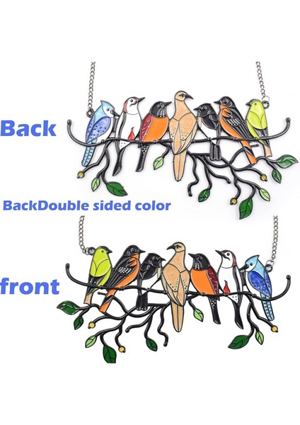 7 Kuşlar Dekoratif Kolye Vitray Pencere Asma Sanat Süsleri Kuş Boyama Iki - Metal Taraflı Güneş Yakalayıcılar (Yurt Dışından) fırsatları