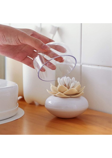 Lotus Pamuklu Çubuk Tutucu Timefuard Tutucu Depolama Kovası Masaüstü Dekorasyon Pamuklu Swab Saklama Kutusu Banyo (Yurt Dışından) fiyatları