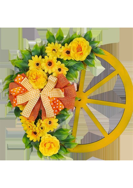 2024 Bahar Çelenk ve Tekerlek Dekorasyonu Ön Kapı Duvar Pencere Festivali Çiftlik Evi Sundurma Veranda Bahçe Dekoru 16.14INCH (Yurt Dışından) modelleri