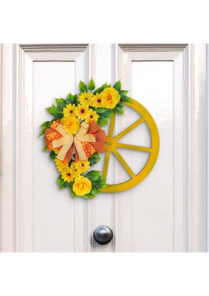 2024 Bahar Çelenk ve Tekerlek Dekorasyonu Ön Kapı Duvar Pencere Festivali Çiftlik Evi Sundurma Veranda Bahçe Dekoru 16.14INCH (Yurt Dışından) indirimleri