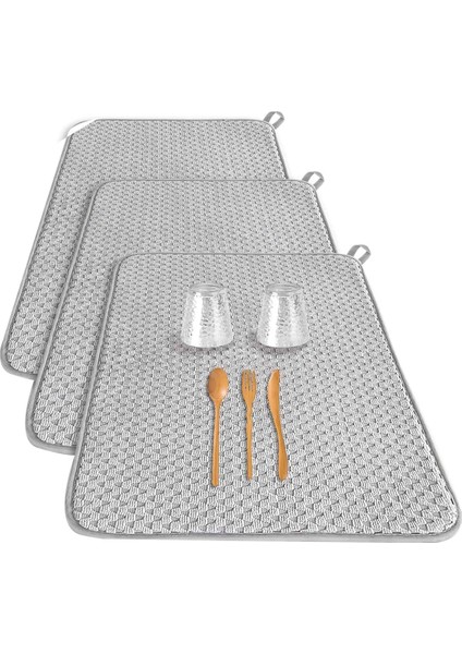 3 Adet Bulaşık Kurutma Paspası, Emici Mikrofiber Bulaşıklar Drenaj Paspasları, Mutfak Tezgahı Için Boyut Drenaj Pedleri, Kahve 24 x 17INÇ (Yurt Dışından)