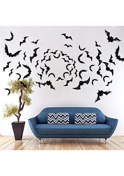 Cadılar Bayramı Pvc 3D Yarasa Duvar Dekorasyonu Cadılar Bayramı Partisi Malzemeleri Korkunç Yarasa Duvar Çıkartmaları Seti (Yurt Dışından) fiyatları