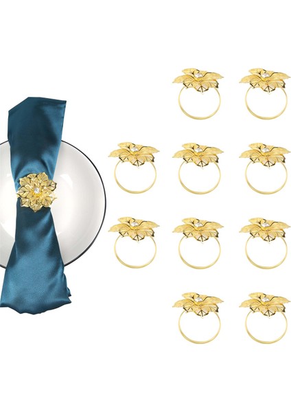 10PCS Çiçek Tasarım Peçete Yüzük Metal Altın Peçete Tokası Peçete Halka Tutucu Otel Restoran Düğün Batı Yemek Masa Dekorasyon (Yurt Dışından)