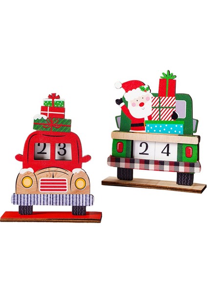 Noel Advent-Malendar Santa Masaüstü Süsleri Ahşap Noel Geri Sayım Takvimi Şenlikli Ana Sayfa Masa Süslemeleri (Yurt Dışından)