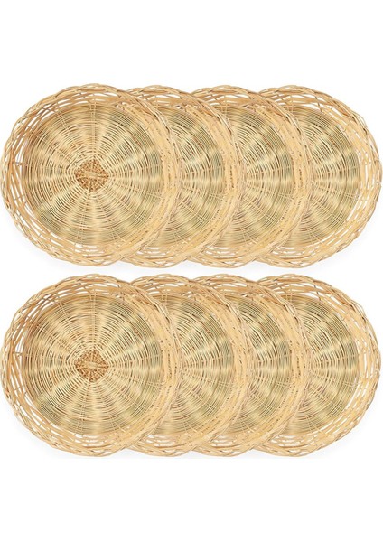 8 Paket Bambu Kağıt Plaka Tutucuları, 10 Inç Yemek Tabakları Için Yeniden Kullanılabilir El El Dokuma Hasat Kağıt Plaka Sepetleri (Yurt Dışından)