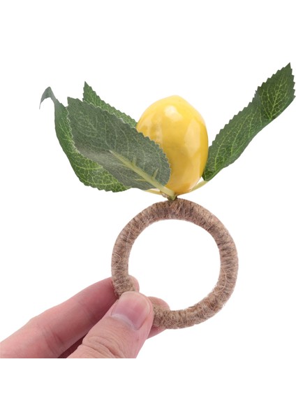 Peçete Yüzükleri Seti 6, Dekoratif Limon Asma Yaprağı Peçete Yüzükleri, Yemek Masası Ayar Sarı Peçete Tokası Peçete Tutucuları (Yurt Dışından)