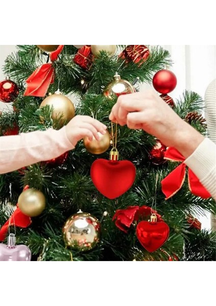 60PCS Seviyorum Noel Ağacı Kolye Noel Şeftali Kalp Elektroliz Top Partisi Düğün Ev Dekorasyon Kolye (Yurt Dışından) fırsatları