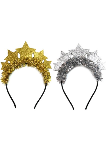 2pcs Glitter Stars Head Bands Noel Tinsel Saç Bantları Yaratıcı Yeni Yıl Partisi Prop Partisi Malzemeleri (Yurt Dışından)