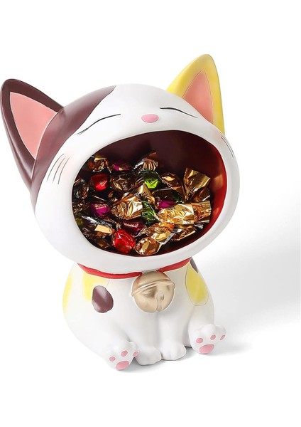 Sevimli Kediler Heykel Süsleme Depolama, Modern Reçine Sanat Heykel Masaüstü Depolama, Büyük Ağız Kedileri Koleksiyon Figürinler-B (Yurt Dışından)