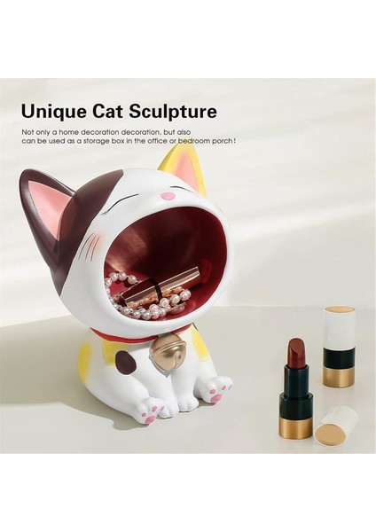 Sevimli Kediler Heykel Süsleme Depolama, Modern Reçine Sanat Heykel Masaüstü Depolama, Büyük Ağız Kedileri Koleksiyon Figürinler-B (Yurt Dışından) modelleri