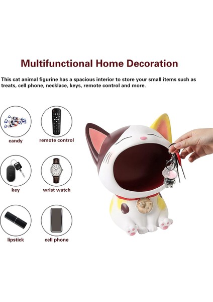 Sevimli Kediler Heykel Süsleme Depolama, Modern Reçine Sanat Heykel Masaüstü Depolama, Büyük Ağız Kedileri Koleksiyon Figürinler-B (Yurt Dışından) fırsatları