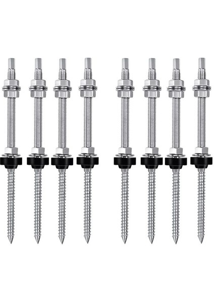 Askı Cıvataları, M10 x 200 Mm, Önceden Monte Edilmiş, V2A, Yükseklik Ayarlanabilir, Fotovoltaik Güneş Montaj Çatıları Için 8 Paket (Yurt Dışından)