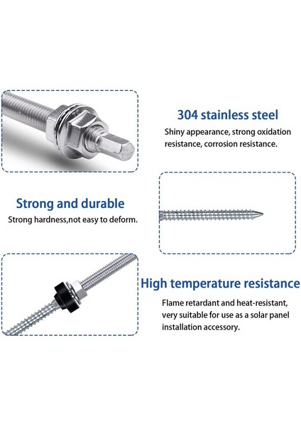 Askı Cıvataları, M10 x 200 Mm, Önceden Monte Edilmiş, V2A, Yükseklik Ayarlanabilir, Fotovoltaik Güneş Montaj Çatıları Için 8 Paket (Yurt Dışından) modelleri