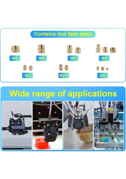 407PCS 3D Baskı Için Pirinç Dişli Ekler, M2 M2.5 M3 M 4 M5 M6 Dişi Iplik Metrik Pençeli Fındık Dişli Isı Seti (Yurt Dışından) modelleri