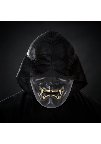 Cadılar Bayramı Kostüm Cosplay Diş Çürü Kötü Şeytan Kabuki Samurai Yarım Kapak Maskesi Partisi Korkunç Dekorasyon, Siyah (Yurt Dışından) fırsatları