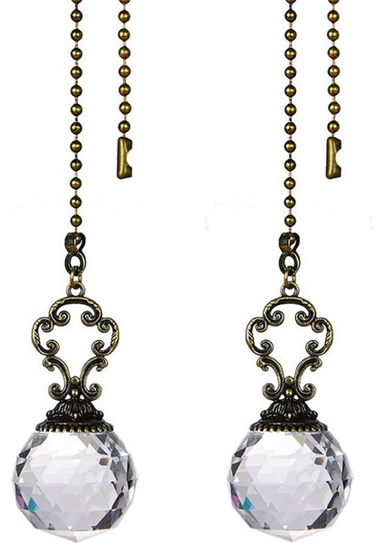 2 Vintage Tarzı Net Fan Çeken Tavan Fan Zinciri Çekiyor Kristal Prizma Topu (Yurt Dışından)