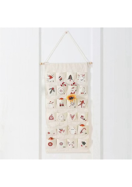 Cabys ile Kumaş Noel TAKVIMI24 Gün Geri Sayım Takvim Takılı Depolama Çantası Noel Tatil Homewalldecoration (Yurt Dışından) fırsatları