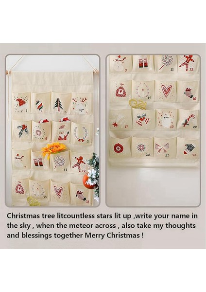 Cabys ile Kumaş Noel TAKVIMI24 Gün Geri Sayım Takvim Takılı Depolama Çantası Noel Tatil Homewalldecoration (Yurt Dışından) indirimleri