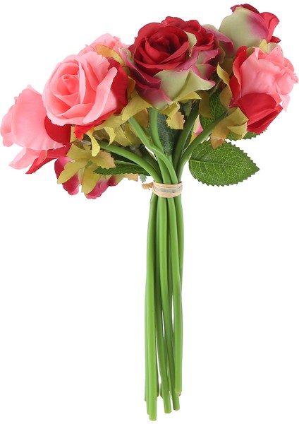 12PCS/LOTLAR Yapay Gül Çiçekleri Düğün Buket Thai Thai Royal Gül Ipek Çiçekler Ev Dekorasyon Düğün Dekor （gül Kırmızı） (Yurt Dışından)