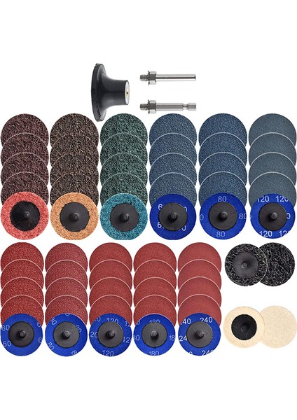 60PCS Zımparalama Diskleri Seti, 2 Inç Hızlı Değişim Zımparalama Diskleri 1/4 Inç Tutucular, Kalıp Öğütücü Yüzey Koşullandırması (Yurt Dışından)