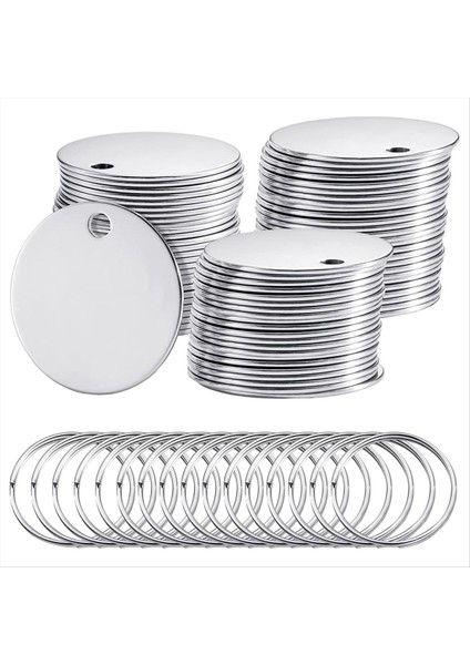 100 Paket Yuvarlak Damgalama Boşlukları Paslanmaz Çelik Boş Etiketler Delik Boş Köpek Etiketleri Metal Cilalı Boş Etiketler (Yurt Dışından)