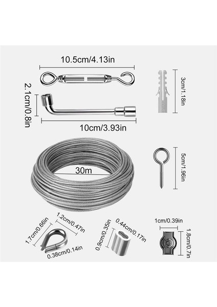 30M Φ 3mm Çelik Tel Kit, 304 Paslanmaz Çelik Gerilim Kablosu, Çelik Tel, Kuşu Esas Gerginlik Kiti ile Kaplı, Turnik (Yurt Dışından) fiyatları