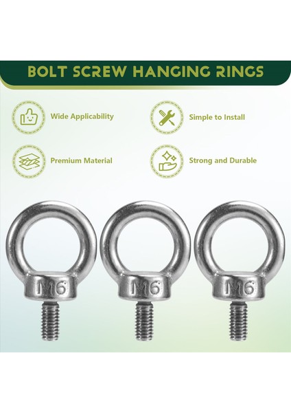 10 Adet Kaldırma Göz Cıvatası Vidası 304 Paslanmaz Çelik Gümüş Ağır Dermi M6 Tel Halat Kaldırma Için (Yurt Dışından) fırsatları