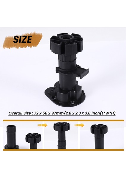 2x Plastik Ayarlanabilir Yükseklik Mutfak Dolap Kaveri Ayak Bacak Çifti Siyah (Yurt Dışından) fırsatları