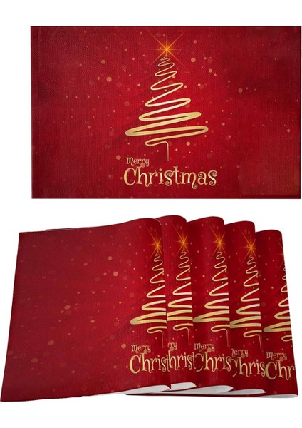 Merry Noel Ağacı Placemats Seti 6, Kaymaz/silme Temiz Keten Yemek Masası Paspas Seti, Isıya Dayanıklı Masa Astarı (Yurt Dışından)