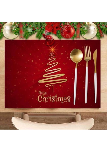 Merry Noel Ağacı Placemats Seti 6, Kaymaz/silme Temiz Keten Yemek Masası Paspas Seti, Isıya Dayanıklı Masa Astarı (Yurt Dışından) modelleri