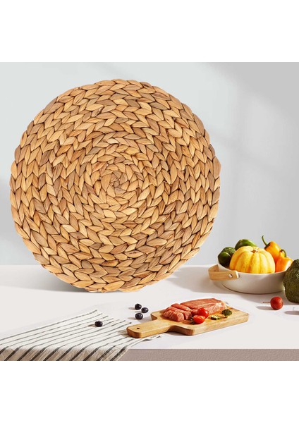 Yuvarlak Dokuma Placemats, Su Sümbülü Dokuma Rattan Placemats Yuvarlak Örgülü Rattan Tablolar Kaymaz Yalıtım Pedleri (Yurt Dışından) fırsatları