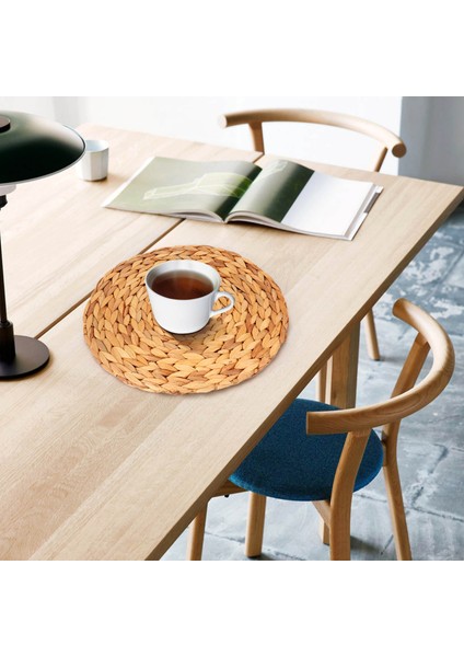 Yuvarlak Dokuma Placemats, Su Sümbülü Dokuma Rattan Placemats Yuvarlak Örgülü Rattan Tablolar Kaymaz Yalıtım Pedleri (Yurt Dışından) indirimleri
