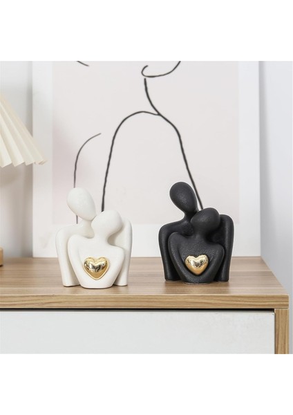 Mini Çift Heykel Tv Standı Dekor Soyut Heykel Knick Knacks Ev Dekor Çiftleri Aşk Ofis Şovu Parçaları Siyah B (Yurt Dışından) indirimleri