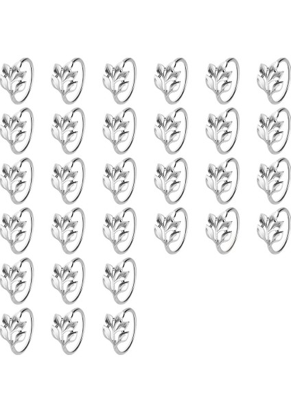 30PCS Yaprak Peçeteli Yüzükler Seti, Metal Peçete Halkası Tutarları Masa Dekorasyonları Için Tokalar, Kumaş Peçeteleri Için Peçete Tutucuları (Yurt Dışından)